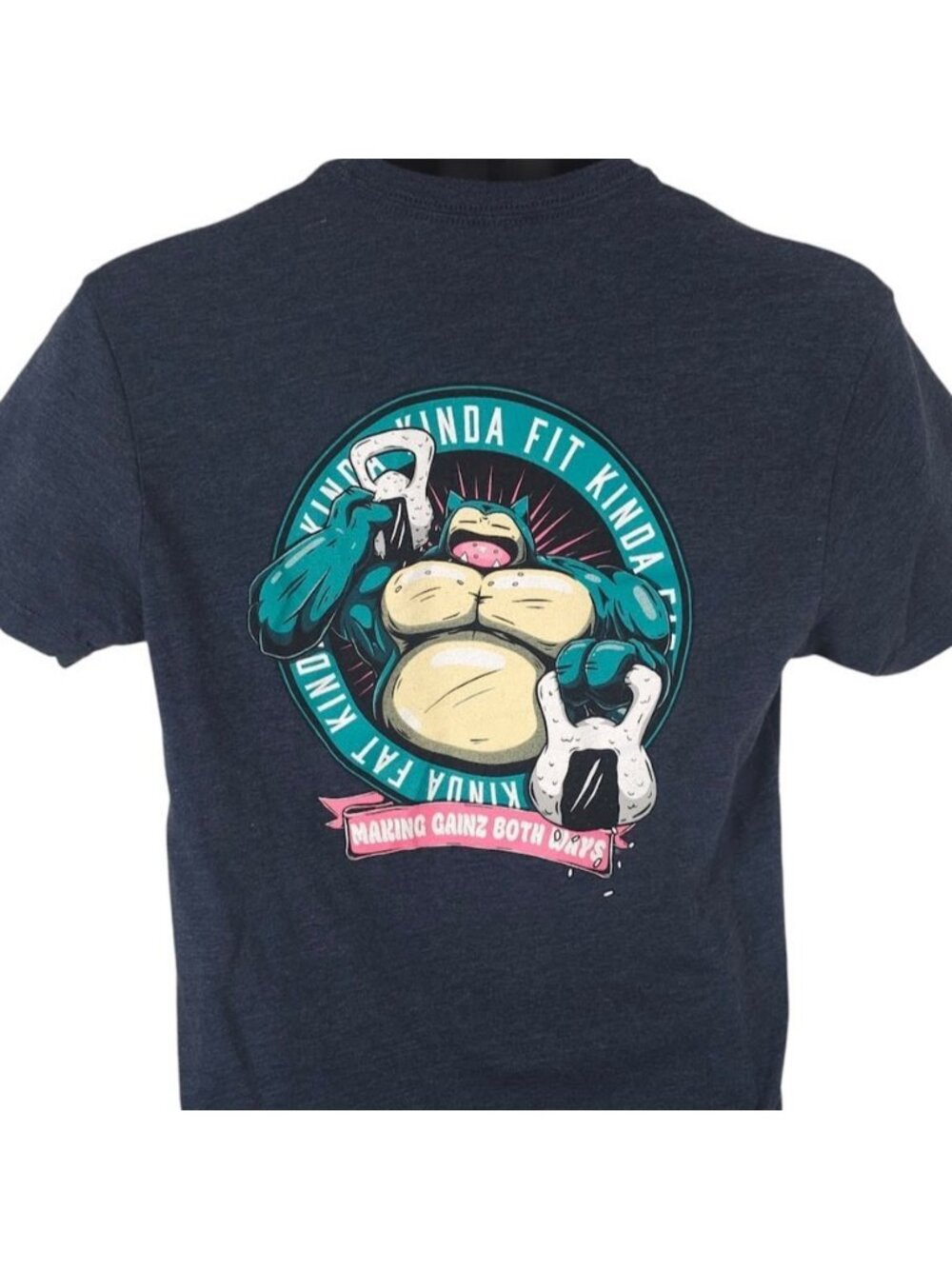 Kinda Fit Kinda Fat T Shirt Mens Size Small Blue Big Sleepy Kettlebell Workout